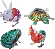 LOPUNER 4Pcs Vintage Jumping Wind Up Animal Clockwork for Educational Cartoon Design No Battery Required Random Styles for Boys