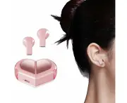 Wireless Bluetooth Earphones with Heart-Shaped Case Pink