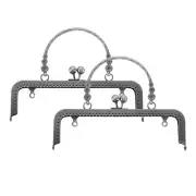 2Pcs Metal Purse Frame,7.9" Retro Rectangle Kiss Lock Clasp Frame Embossed,Grey