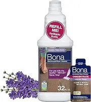 [Bona] Hardwood Floor Cleaner Bottle for use with Swiffer WETJET Spray Mop, Lavender Thyme Scent, makes 64 Fl Oz - Includes Filled Bottle + Concentrate Refill for Wood Floor Cleaning
