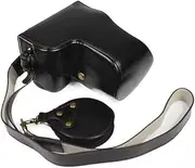 Protective Leather Camera Case Cover Bag and Shoulder Neck Strap Fit for Sony A6600 Protective Sheath A6600 Shell(Black)