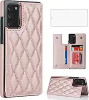 Asuwish Phone Case for Samsung Galaxy Note 20 5G Wallet Cover with Tempered Glass Screen Protector and Leather RFID Card Holder Stand Cell Accessories Note20 Notes 20s Twenty Not S20 Women Rose Gold