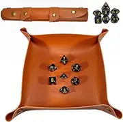 POWER BEAST Dungeon Dice Mat, Roll Up Dice Mat + 7 Role Play Dice Board, Dice Plate, Dungeons and Dragons, D&D
