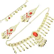 [LALADEFIEE] Elegant Nose Ring Chain Jewelry Set Gold Drop Earrings Nose to Ear Chain for Women