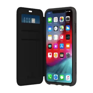 【Griffin】Survivor Clear Wallet for iPhone Xs Max 黑色側翻透黑背蓋防摔皮套