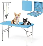 MasXirch Dog Grooming Table for Large Dogs, 46" Pet Grooming Table Foldable Pet Station Home Pet Bathing Station with Adjustable Height and Arm Noose for Dogs Cats