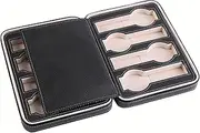[Pomya] Watch Box Display Case Organizer - 8 Grids Watch Display Storage Box - Portable Zippered Travel Collector Case Organizer - Watch Organizer - for Storage,Display,Travel (Black)