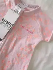 Bonds Zippy 2 Way Stretch Rib Wondersuit 'Pink/Fluro Orange Stars' Size 0000,00