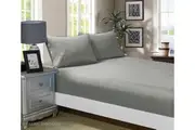 Super Soft Super King Size Bed Fitted Sheet & 2 Pillowcases Set Grey