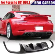 For 12-15 Porsche 911 991.1 REAL CARBON Rear Bumper Lip Diffuser Spoiler Bodykit (for: Porsche)