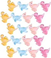 KOMBIUDA 20pcs Mini Dinosaur Figurines Glow Dark Micro Landscape Decor Cute Resin Crafts for Garden Ornaments Bonsai Decoration Miniature Models Orange Blue Light Pink Magenta