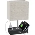 Dimmable Table Lamp USB Ports Power Outlets LED - White - One size