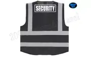 Security Reflective Safety Black Vest High Visibility W/ Pocket Unisex WH PRINT
