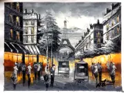 A Hand Signed Original Painting of Eiffel Tower, Paris by Atef, Oil on Canvas