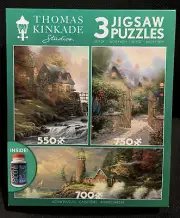 THOMAS KINKADE 3 IN 1 BOX PUZZLES 550 PCS + 700 PCS + 750 PCS WITH PUZZLE GLUE