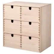 6-Drawer Desktop Storage Home Office Desk Organizer Wooden Mini Chest Dresser