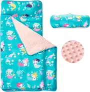 beeweed Toddler Nap Mat, Rollup Design Kid Sleeping Mat with Removable Pillow...