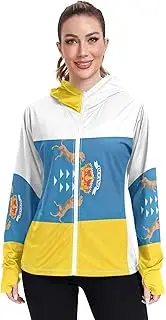 [RPLIFE] Canary Islands Flag Spanish Archipelago Sun Shirt for Women, Upf 50+ Zip up Outdoor Shirt, (S-XXL)