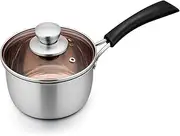 TeamFar 1qt Saucepan, Stainless Steel Sauce Pan with Lid, Milk Pan Cookware Professional with Long Heatproof Handle, Non Toxic & Healthy, Rust Free & Dishwasher Safe