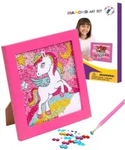 Little Jupiter Diamond Art Kit Set 7 1/8" x 7 1/8" with Frame (Unicorn)