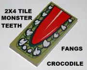 LEGO Crocodile Mouth Teeth FANGS Alligator GATOR 2x4 Tile Monster Chima Animal