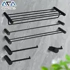 ACA Black Single/Double Towel Rail Rack Bar Bath Shelf Toilet Paper Holder Wall