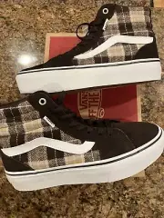 Vans Filmore Hi Pla, Plaid Mix Brown/White - Size 9, VN0A5EM7NWH- New! Awesome!