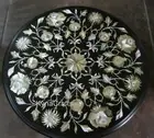 18 Inches Round Marble Coffee Table Top Mother of Pearl Inlay Work End Table