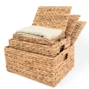Wicker Storage Baskets with Lid, Basket With Lid Decorative Storage Rectangle...