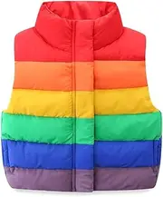 [Mud Kingdom] Girls Puffer Vest Jacket Rainbow Stripe