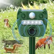 Upgraded Solar Animal Repellent,2024 Cat Repellent Outdoor,Deer Repellent,Waterproof Squirrel Repeller Motion Sensor,Sound and LED Flashing,Animal Repellent for Bird Farm Garden Light-Green