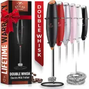 Double Whisk Milk Frother, Handheld, High Power, Electric Drink Mixer, Kitchen
