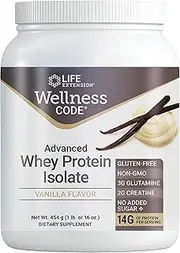 Life Extension Wellness Code Advanced Whey Protein Isolate, Vanilla, 454 Gram