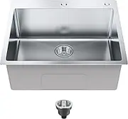 VEVOR Kitchen Sink, 64x56cm, 304 Stainless Steel Drop-in Sinks, Top Mount Single Bowl Basin with Accessories(Pack of 2), Household Dishwasher Sinks for Workstation, RV, Prep Kitchen and Bar Sink