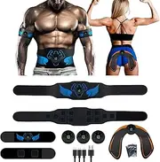 BANHU ABS Trainer Muscle Stimulator - EMS Muscle Stimulator with 6 Modes and 18 Intensity Levels,USB Rechargeable,2024 New Kit for ABS/Arms/Glutes Training.