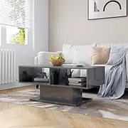 Coffee Table High Gloss Grey 103.5x50x44.5 cm Engineered Wood Modern Furniture
