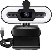 4K Webcam Streaming Webcam with Light and Privacy Cover, Noise-reducing Dual Microphone,360 Degree Rotable Auto Focus Web Camera