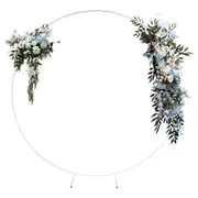2.5M Metal Round Wedding Balloon Arch Backdrop Stand Flower Background for Party Decoration - White
