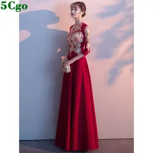 5Cgo 含稅中式新娘敬酒服旗袍冬季大碼胖mm結婚晚禮服裙女簡單大氣尾牙禮服t583601781624