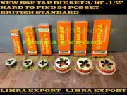 NEW BSF TAP DIE SET 3/16" - 1/2" HARD TO FIND 24 PCS SET - BRITISH STANDARD FINE