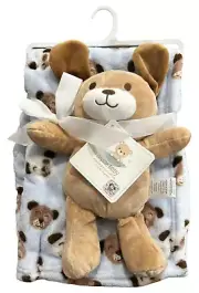 Baby/toddler Soft Blue Blanket & Plush Dog Gift Set