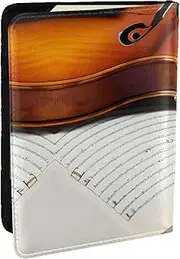 [GaxfjRu] Violin Book Print Leather Passport Holder Covers Case, Waterproof Travel Wallet Passport Holder for Women Men, Black, One Size