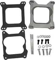 1 Set SHLPDFM Carburetor Spacer 3/4" Plastic Phenolic 4 Brl Open Square Bore Flange W/Gaskets And Mounting Hardware Fits 4150 and 4160 series Holley carbs