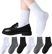 [Coziwill Socks] Boys Crew Socks Seamless Girls School Uniform Socks Breathable Cotton Quarter Socks 6 Pairs