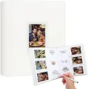 180 Pockets Photo Album for Fujifilm Instax Mini 12 11 40 9 7+ Evo Liplay Camera, Polaroid Camera, Front Window, Photo Book with Writing Surface for Polaroid 3 Inch Instant Film, K-pop Photo Cards (White)