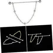 [OATIPHO] Collar Brooch for Men's Shirts Pins Cravat Pin Chain Elegant Silver Tone