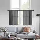 Black Sheer Curtains 34 x 30 inch Length Kitchen Tier Short Curtains Light
