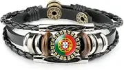European national flag leather bracelet, Time Gem leather bracelet, Sports event fan cheer bracelet (Portugal, Portugal, One size, Flag color), One size, Faux Leather, no inlay