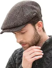 [Mucros Weavers] Men's Quiet Man Cap -Irish Tweed Flat Cap - Brown