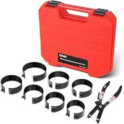 DNA MOTORING Engine Piston Ring Compressor Set with Compression Pliers and 7 Piston Rings (2-7/8" - 4-5/8") - for Car, Truck, and Motorcycle Installation and Removal Kit, TOOLS-00537